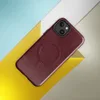 Glossy Crimson Velvet Armor MagSafe Tough Case for iPhone — mottled deep crimson and burgundy velvet-like texture