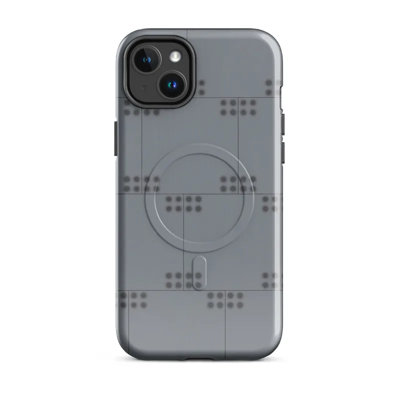 Glossy Steel Grid Dot Matrix MagSafe Tough Case for iPhone — repeating grid of raised dot clusters arranged in pairs