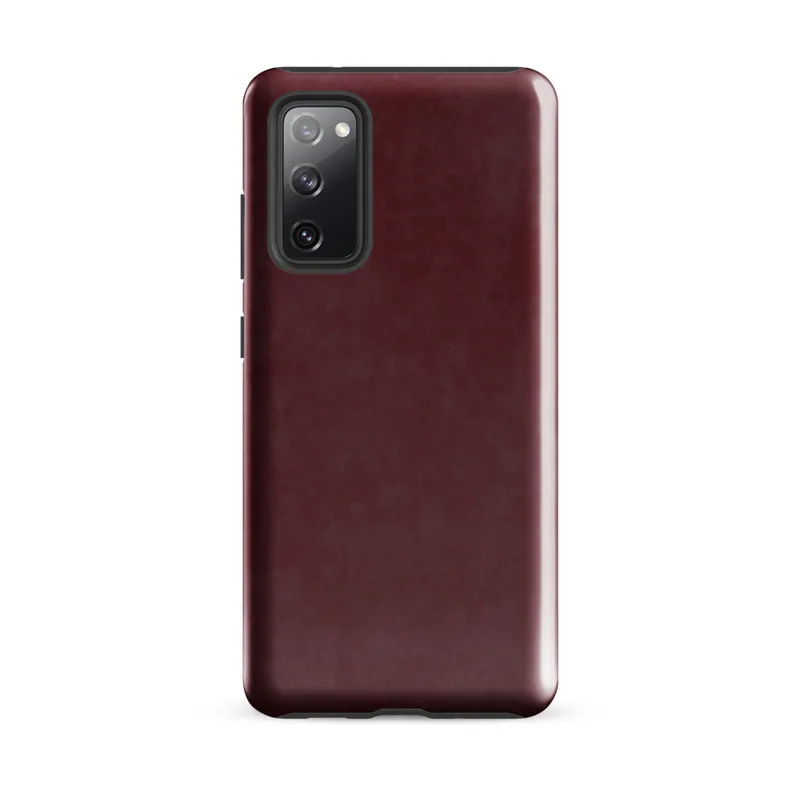Glossy Crimson Velvet Tough Case for Samsung — deep burgundy marbled texture with subtle mottled veining in dark crimson