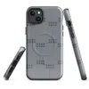 Glossy Steel Grid Dot Matrix MagSafe Tough Case for iPhone — repeating grid of raised dot clusters arranged in pairs
