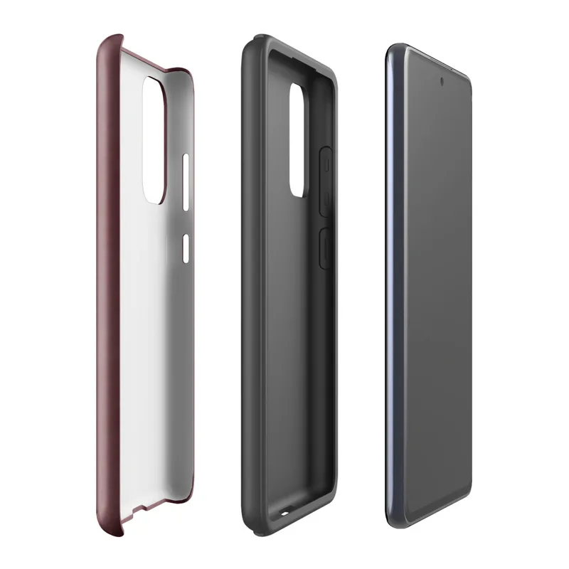 Glossy Crimson Velvet Tough Case for Samsung — deep burgundy marbled texture with subtle mottled veining in dark crimson