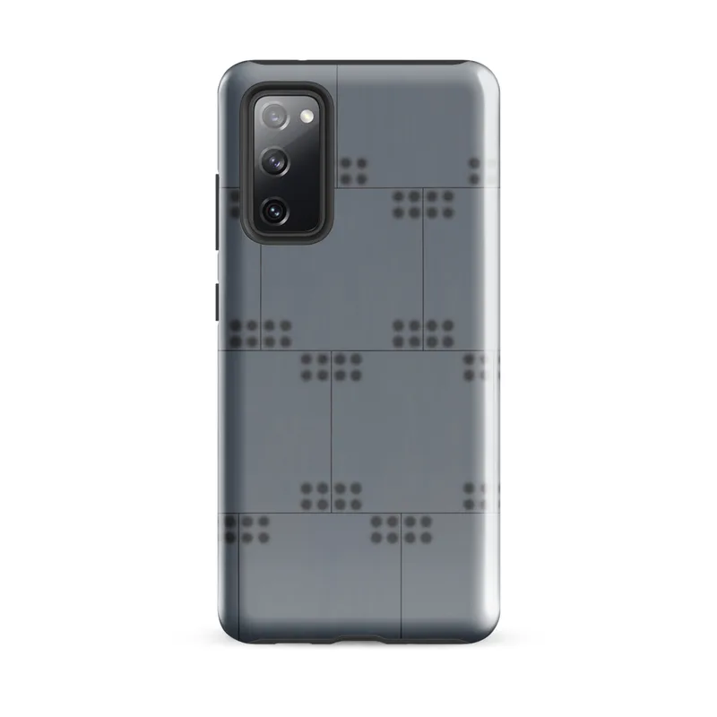 Glossy Steel Grid Dot Matrix Tough Case for Samsung — repeating grid of small dark dot clusters arranged in pairs on a cool