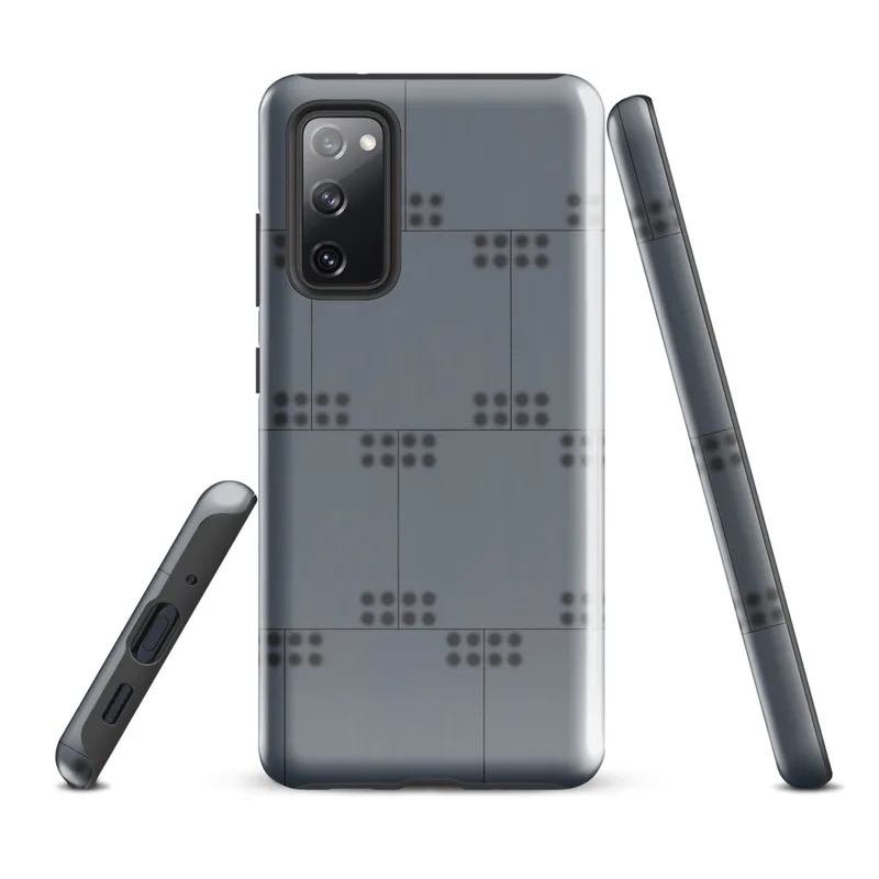 Glossy Steel Grid Dot Matrix Tough Case for Samsung — repeating grid of small dark dot clusters arranged in pairs on a cool