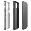 Glossy Steel Grid Riveted Panel MagSafe Tough Case for iPhone — repeating grid of riveted steel panels with dark circular