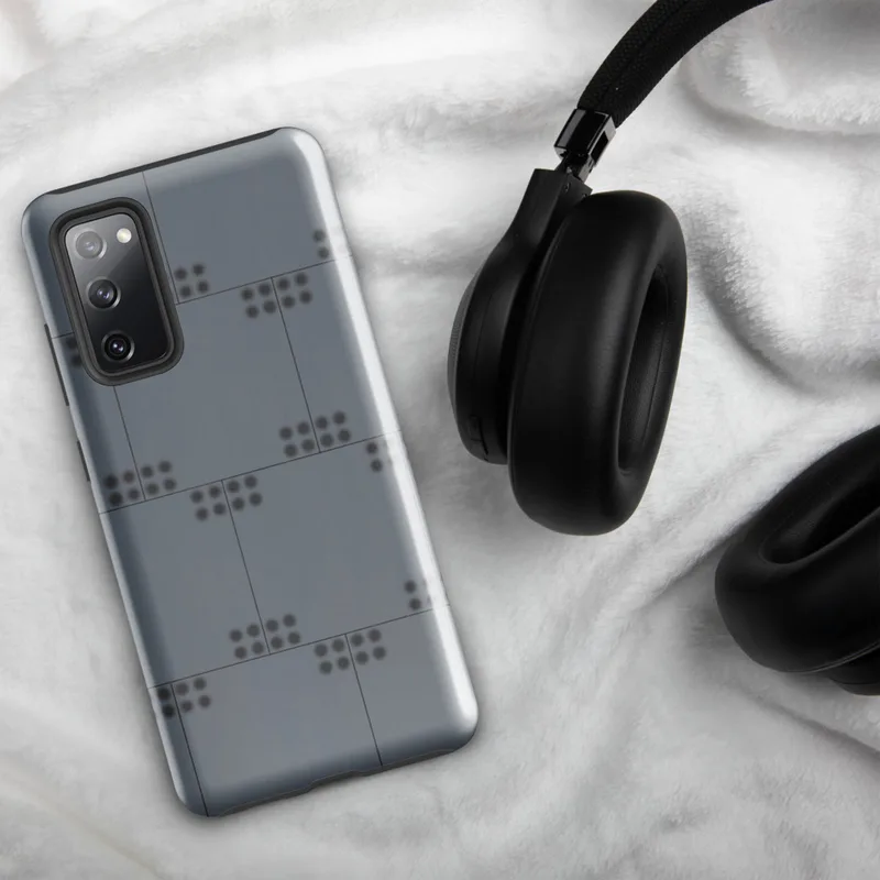 Glossy Steel Grid Dot Matrix Tough Case for Samsung — repeating grid of small dark dot clusters arranged in pairs on a cool