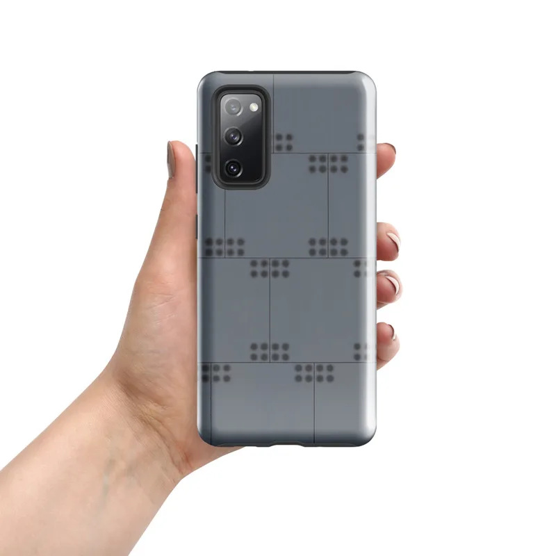 Glossy Steel Grid Dot Matrix Tough Case for Samsung — repeating grid of small dark dot clusters arranged in pairs on a cool