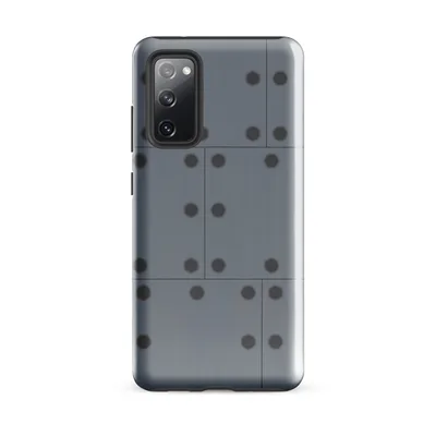 repeating grid of dark circular rivets on brushed cool grey steel panels with subtle seam lines on Glossy Industrial Grid Steel Panel Tough Case for Samsung - default - Front view
