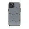 Glossy Steel Panel Industrial MagSafe Tough Case for iPhone — repeating pattern of riveted gunmetal steel panels with dark