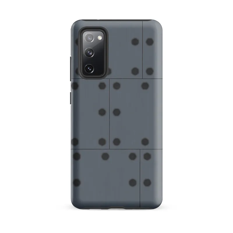 Matte Industrial Grid Steel Panel Tough Case for Samsung — repeating grid of dark circular rivets on brushed cool grey steel