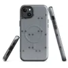 Glossy Steel Panel Industrial MagSafe Tough Case for iPhone — repeating pattern of riveted gunmetal steel panels with dark