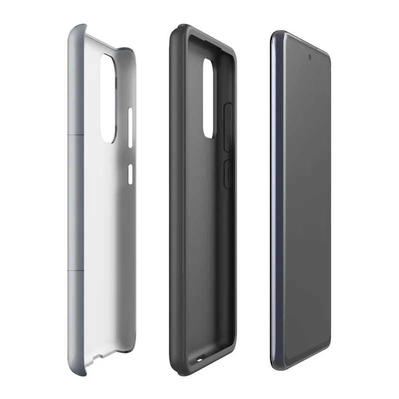 Glossy Industrial Grid Steel Panel Tough Case for Samsung — repeating grid of dark circular rivets on brushed cool grey