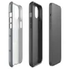Glossy Steel Panel Industrial MagSafe Tough Case for iPhone — repeating pattern of riveted gunmetal steel panels with dark