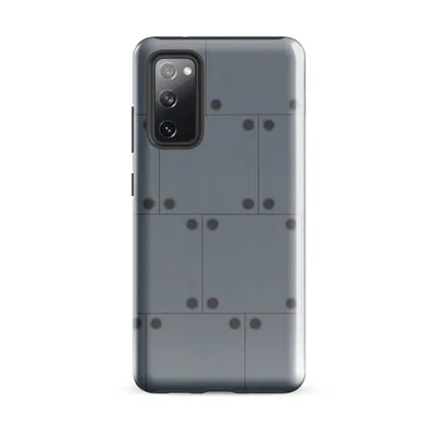 repeating riveted steel panel pattern in cool slate and gunmetal grey tones with a structured grid layout on Glossy Steel Panel Industrial Tough Case for Samsung - default - Front view