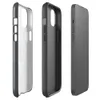 Glossy Slate Grid Minimalist MagSafe Tough Case for iPhone — uniform dark charcoal square grid pattern with thin lines