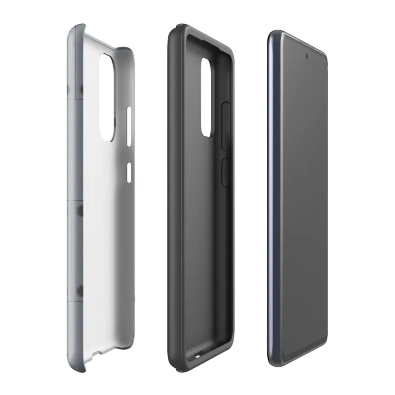 Glossy Steel Panel Industrial Tough Case for Samsung — repeating riveted steel panel pattern in cool slate and gunmetal grey