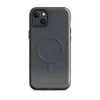Glossy Midnight Slate MagSafe Tough Case for iPhone — seamless offset grid of dark charcoal slate tiles with subtle rounded