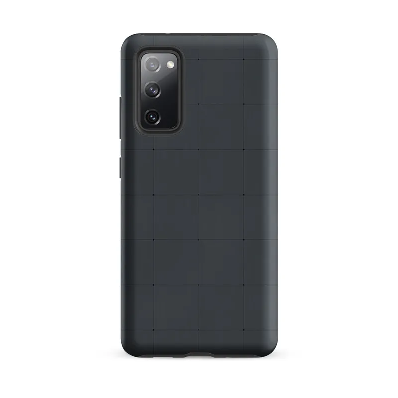 Matte Dark Grid Slate Tough Case for Samsung — uniform dark charcoal grid of square tiles with fine dark lines and subtle