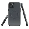 Glossy Midnight Slate MagSafe Tough Case for iPhone — seamless offset grid of dark charcoal slate tiles with subtle rounded