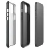 Glossy Midnight Slate MagSafe Tough Case for iPhone — seamless offset grid of dark charcoal slate tiles with subtle rounded