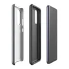 Glossy Dark Grid Slate Tough Case for Samsung — uniform dark charcoal grid of square tiles with fine dark lines and subtle