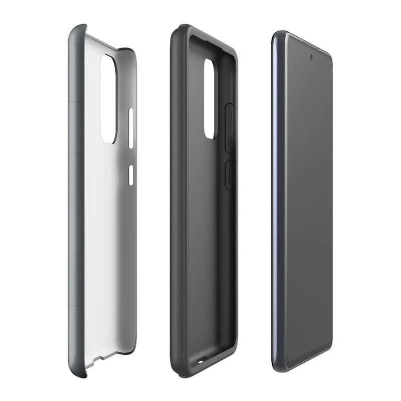 Glossy Dark Grid Slate Tough Case for Samsung — uniform dark charcoal grid of square tiles with fine dark lines and subtle
