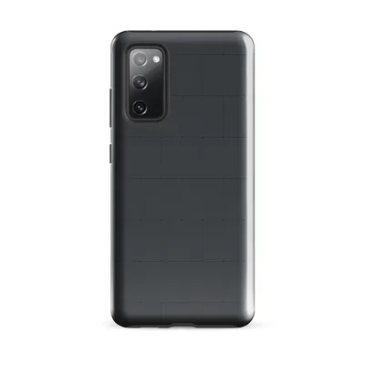 staggered rectangular tile grid pattern in deep charcoal and dark slate gray tones on a flat matte background on Glossy Slate Grid Tough Case for Samsung - default - Front view