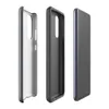 Glossy Slate Grid Tough Case for Samsung — staggered rectangular tile grid pattern in deep charcoal and dark slate gray