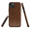 Glossy Oxidized Iron Rust Patina MagSafe Tough Case for iPhone — heavily oxidized iron surface with deep burnt sienna