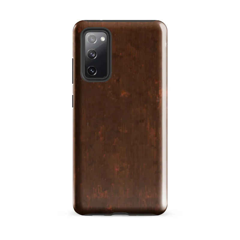 Glossy Iron Rust Weathered Metal Tough Case for Samsung — heavily weathered iron surface with deep rust red and burnt orange
