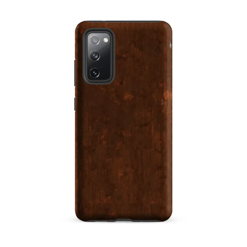 Matte Iron Rust Weathered Metal Tough Case for Samsung — heavily weathered iron surface with deep rust red and burnt orange