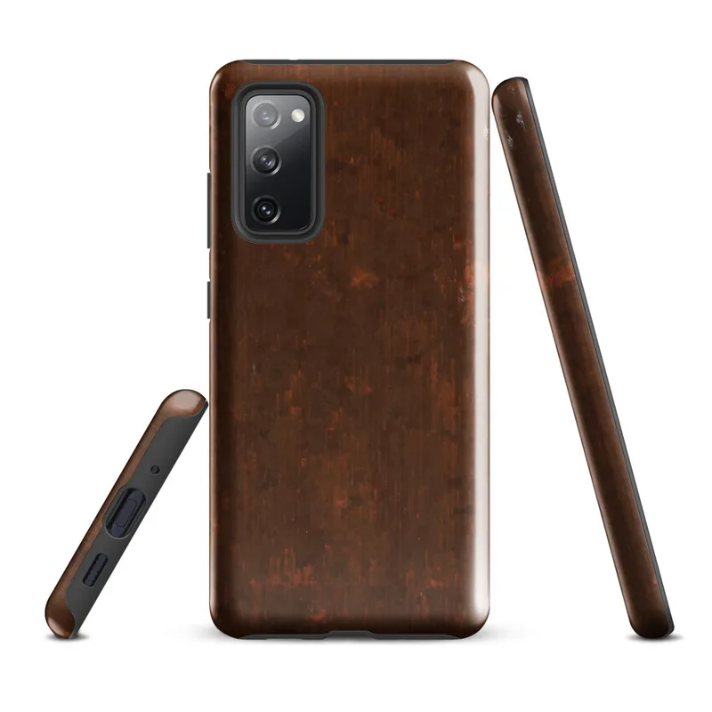 Glossy Iron Rust Weathered Metal Tough Case for Samsung — heavily weathered iron surface with deep rust red and burnt orange