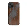 Glossy Iron Decay Rust Metal MagSafe Tough Case for iPhone — heavily corroded metal surface with streaks of burnt orange