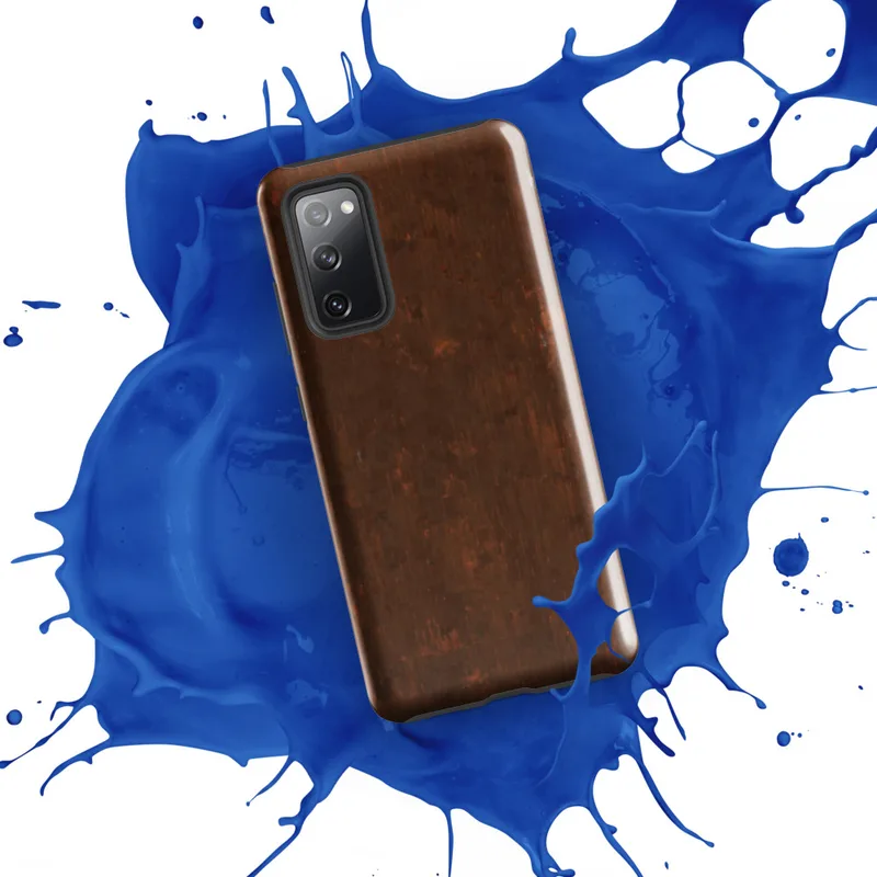 Glossy Iron Rust Weathered Metal Tough Case for Samsung — heavily weathered iron surface with deep rust red and burnt orange