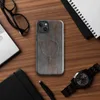 Glossy Iron Decay Rusted Metal MagSafe Tough Case for iPhone — heavily rusted gunmetal steel surface with streaking