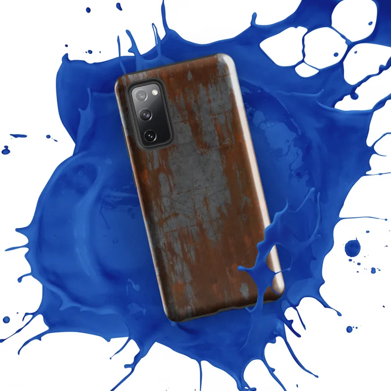 Glossy Rusted Iron Weathered Metal Tough Case for Samsung — heavily rusted iron surface with deep burnt orange corrosion