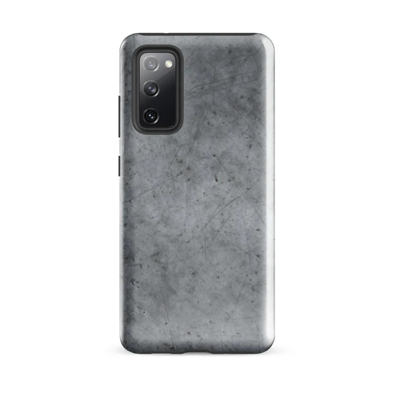 Glossy Scratched Steel Armor Tough Case for Samsung — scratched brushed steel surface with fine random score marks, rust