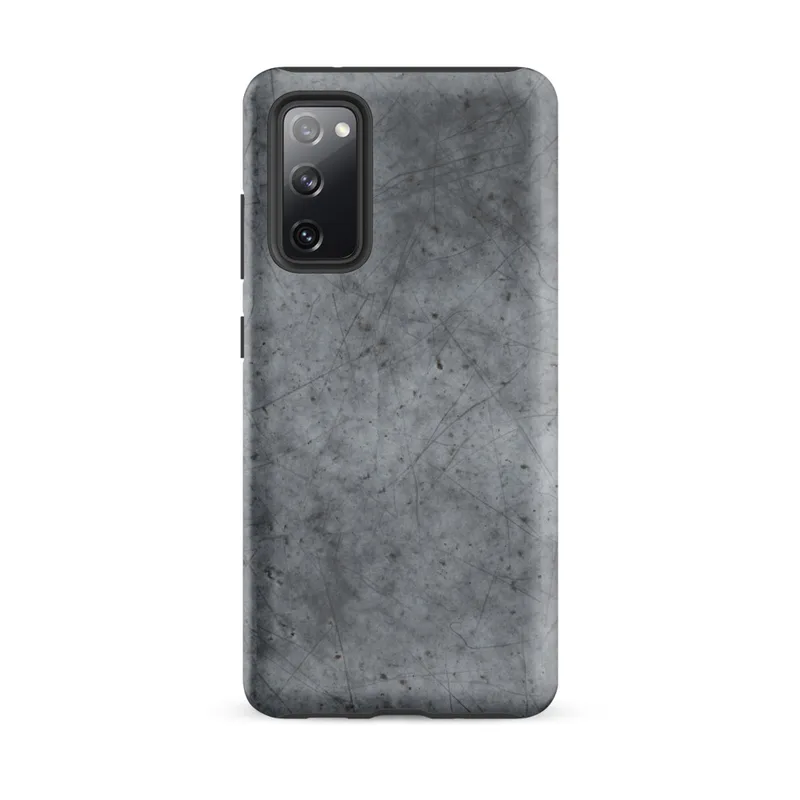 Matte Scratched Steel Armor Tough Case for Samsung — scratched brushed steel surface with fine random score marks, rust