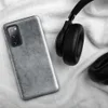 Glossy Scratched Steel Armor Tough Case for Samsung — scratched brushed steel surface with fine random score marks, rust