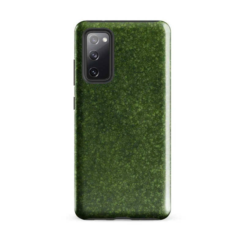 Glossy Lush Green Meadow Tough Case for Samsung — aerial view of dense wild clover and ground cover in layered shades