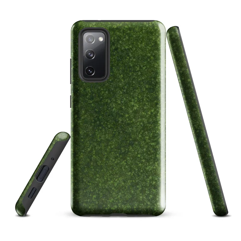 Glossy Lush Green Meadow Tough Case for Samsung — aerial view of dense wild clover and ground cover in layered shades