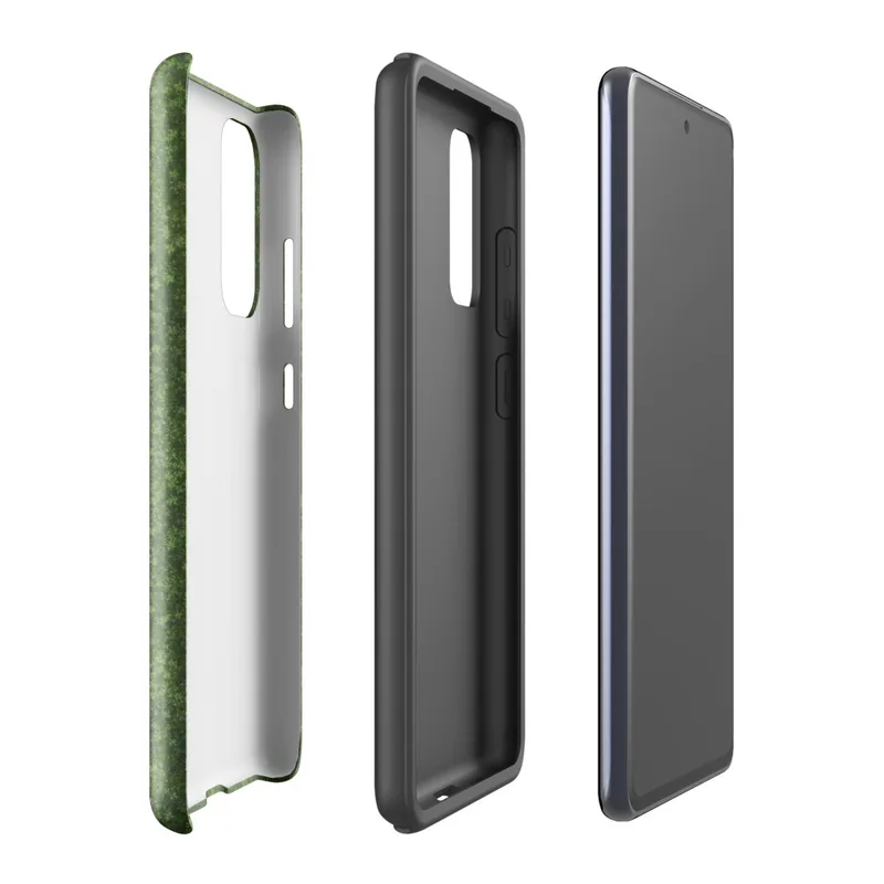 Glossy Lush Green Meadow Tough Case for Samsung — aerial view of dense wild clover and ground cover in layered shades