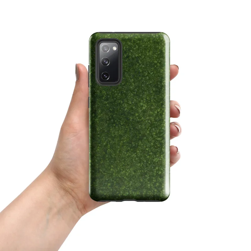Glossy Lush Green Meadow Tough Case for Samsung — aerial view of dense wild clover and ground cover in layered shades