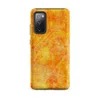 Matte Solar Flare Scratch Tough Case for Samsung — mottled golden yellow and burnt orange surface with scattered