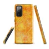 Glossy Solar Flare Scratch Tough Case for Samsung — mottled golden yellow and burnt orange surface with scattered