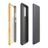 Glossy Solar Flare Scratch Tough Case for Samsung — mottled golden yellow and burnt orange surface with scattered
