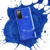 Glossy Electric Blue Storm Tough Case for Samsung — vivid cobalt blue surface covered in white scratch lines, gray ink