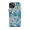 Matte Frozen Tide Abstract MagSafe Tough Case for iPhone — layered abstract texture of icy blue, deep teal, and pale grey