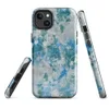 Glossy Frozen Tide Abstract MagSafe Tough Case for iPhone — layered abstract texture of icy blue, deep teal, and pale grey