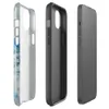 Glossy Frozen Tide Abstract MagSafe Tough Case for iPhone — layered abstract texture of icy blue, deep teal, and pale grey