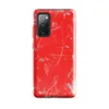Glossy Crimson Storm Scratch Tough Case for Samsung — vivid red-orange background covered in scattered gray paint splatters